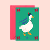 Carte "Noël" : Oie bonnet (avec enveloppe)