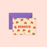 Mini carte "Amitié" :  Bisous fleurs (avec enveloppe)