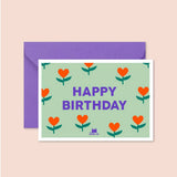 Carte "Anniversaire" : Happy birthday petits coeurs (avec enveloppe)