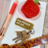 Porte-clés à paillettes MAITRESSE EN OR