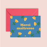 Carte "Merci" : Merci maîtresse (avec enveloppe)