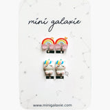 Boucles d'oreilles clips enfant - licornes et arc en ciel 🌈