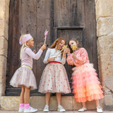 Jupon déguisement Célestine long - Beige à coeur rouge 