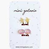 Boucles d'oreilles clips pour enfant - étoile et coquillage