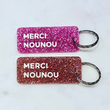MERCI NOUNOU  Porte-clés à paillettes Plus de Love