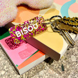 Porte-clés à paillettes BISOU