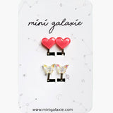 Boucles d'oreilles clips pour enfant cœurs roses et papillon