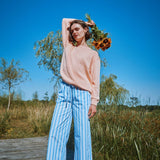PANTALON CERISE Rayures larges bleues/blanches