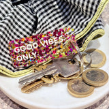 Porte-clés à paillettes GOOD VIBES ONLY