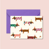 Carte "Anniversaire" - Teckel Birthday  (avec enveloppe)