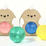 Balle rebondissante oiseau à paillettes jaune 42mm