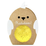 Balle rebondissante oiseau à paillettes jaune 42mm