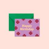Mini carte "Anniversaire" :  Happy birthday fleurs (avec env