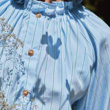 BLOUSE GARAM Rayures Fines Vertes