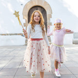 Jupon déguisement Célestine long - Beige à coeur rouge 