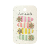 Barrettes clips en tissu étoilé rayé