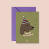 Carte "Anniversaire" : Joyeux Anniversaire chien (avec enveloppe)