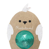 Balle rebondissante oiseau à paillettes vert 42mm