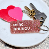 MERCI NOUNOU  Porte-clés à paillettes Plus de Love