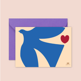 Carte "Amour" : Oiseau bleu (avec enveloppe)