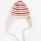 Bonnet bébé rayé rouge en maille