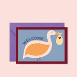 Carte "naissance" - Welcome baby cigogne (avec enveloppe)