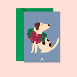 Carte "Noël" : Chien couronné  (avec enveloppe)