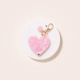 Porte-clef miroir coeur rose