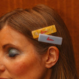 Set de 2 barrettes croco jaunes