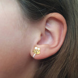 Boucles d'oreilles clips pour enfant - abeille et libellule