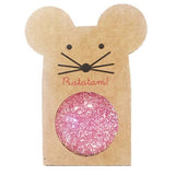 Balle rebondissante souris à paillettes rose 43mm