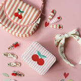 Boîte à bijoux rayée cerise