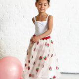 Jupon déguisement long fraises sequins – Rouge