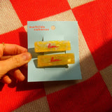 Set de 2 barrettes croco jaunes