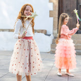 Jupon déguisement Célestine long - Beige à coeur rouge 