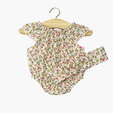 Barboteuse Clara et son headband Petites fleurs fushia