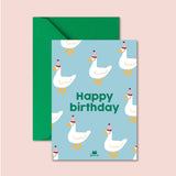 Carte "Anniversaire" - Happy birthday oies  (avec enveloppe)