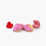 Lot accessoires de bain Mini Panchas avec chaussons à rayures pêche / rose