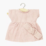 Robe Faustine en gaze de coton et son headband rose pétale